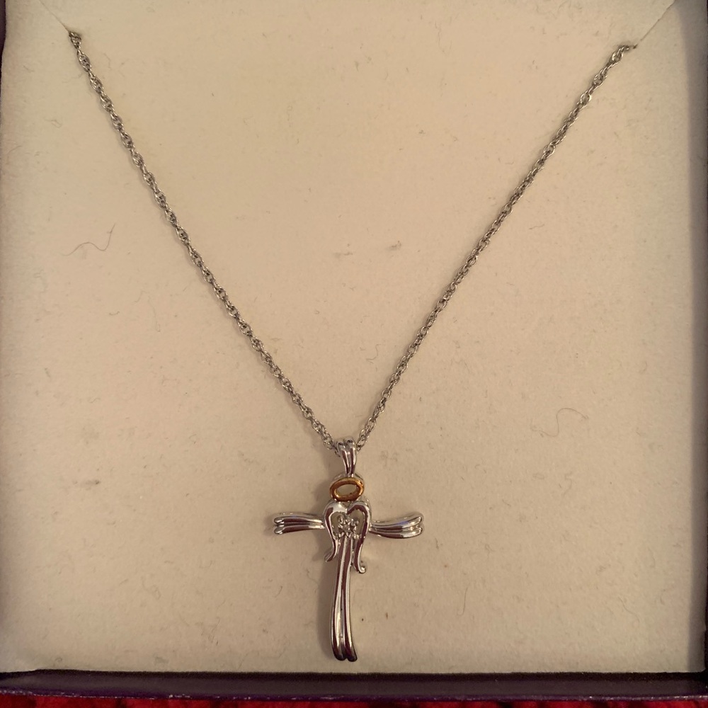Kings silver and gold cross necklace